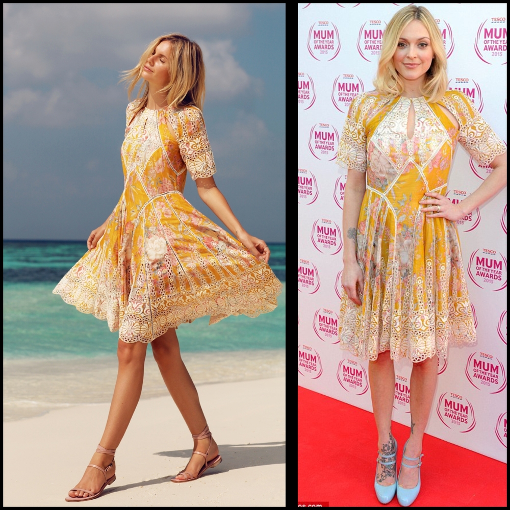 Zimmermann Yellow and Cream Midi Dress